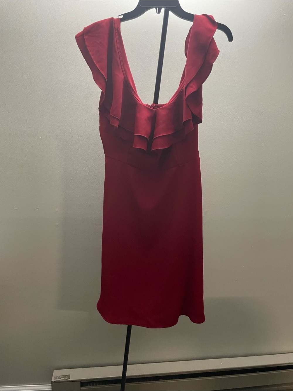 Sleeveless Red Ruffle V-Neck Mini Dress
